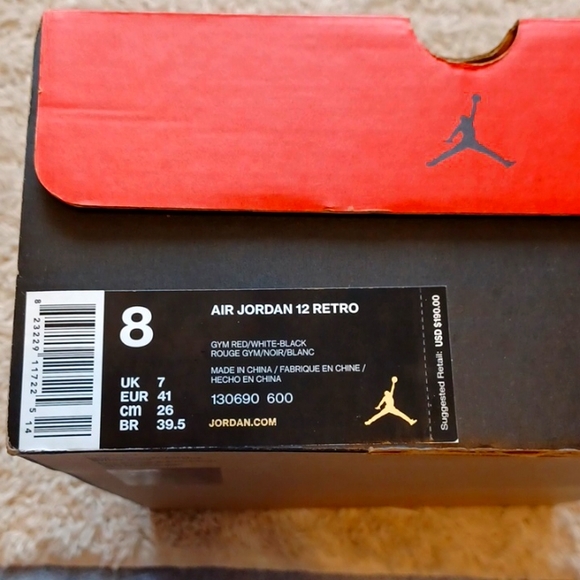 EUC Air Jordan 12 Retro Size 8 Red / White - Picture 12 of 16